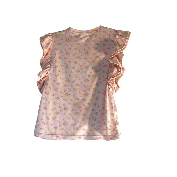Young Hearts Girls Graphic Tee Pink Floral Sequined Size 10 - Picture 2 of 5